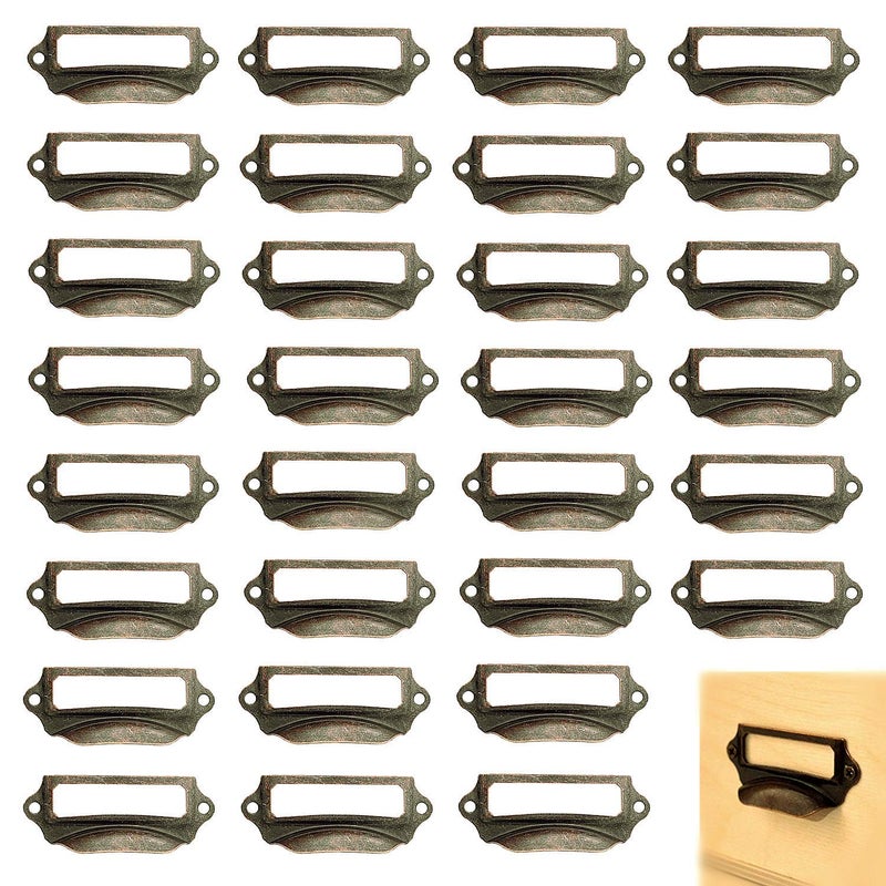 DD-life Office Library File Drawer Tag Frame Label Holder Pull Handle 30Pcs (Brass) - Image 1
